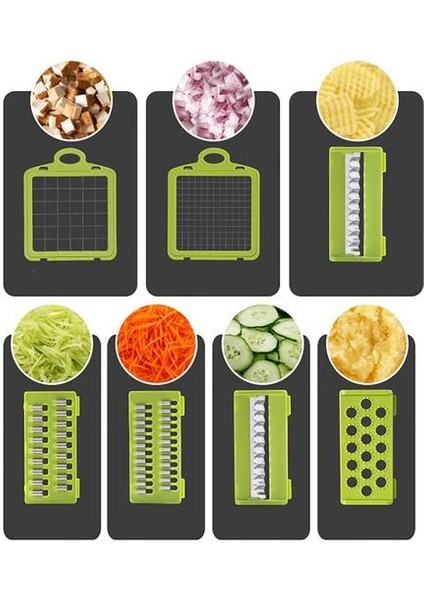 7 In 1 Sebze Kesici Patates Havuç Rende Mutfak Meyveleri Dilimleyici Sarımsak Kırıcı Soğan Kıyıcı Tencere Aksanlıklar Shredders & Amp;dilimleyiciler (Mavi) (Yurt Dışından) fırsatları