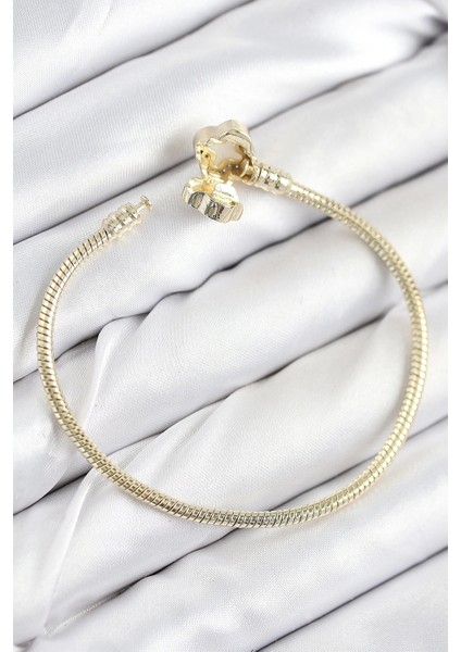 Pirinç Charm Zirkon Taşlı Yonca Model Gold Renk Kadın Bileklik fiyatları