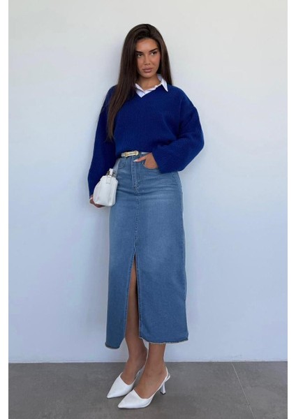Saks V Yaka Triko Kadın Kazak MG2501 indirimleri