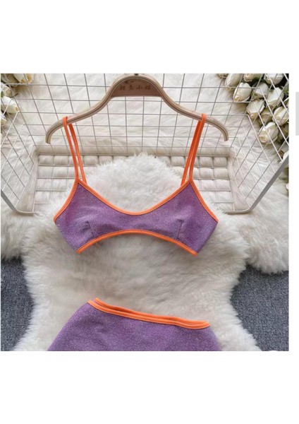 Mor Parlak Bikini, Yüksek Bel Bikini, Mor Yüksek Bel Bikini