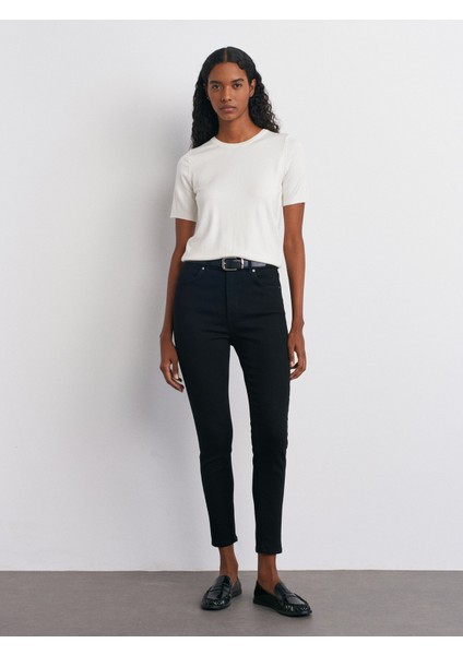 72042 Likralı Darpaça Denim Pantolon-Siyah