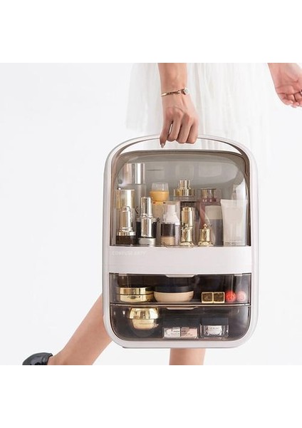 Masaüstü Makyaj Kutusu Büyük Kapasiteli Su Geçirmez Toz Geçirmez Banyo Depolama Çekmece Güzellik Kozmetik Çantası | Kozmetik Çanta ve Amp;davalar (Yurt Dışından) fiyatları