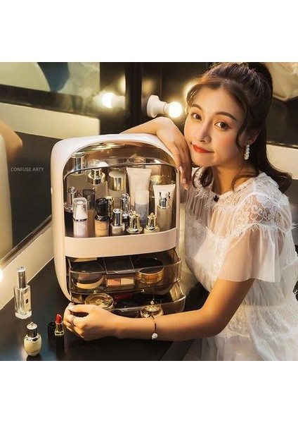 Masaüstü Makyaj Kutusu Büyük Kapasiteli Su Geçirmez Toz Geçirmez Banyo Depolama Çekmece Güzellik Kozmetik Çantası | Kozmetik Çanta ve Amp;davalar (Yurt Dışından) fırsatları