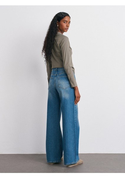 72037 Kendinden Tintli Geniş Denim Pantolon-Tint fiyatları