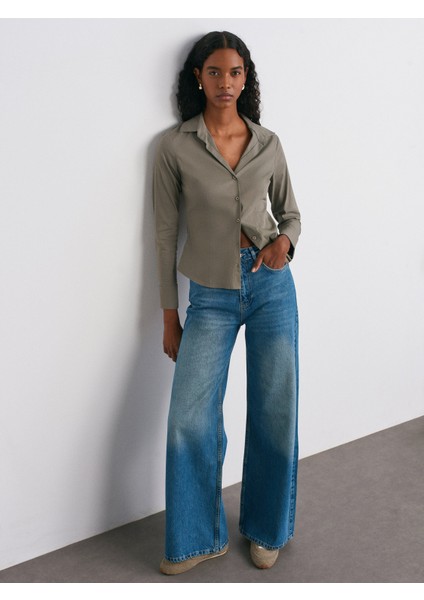 72037 Kendinden Tintli Geniş Denim Pantolon-Tint modelleri