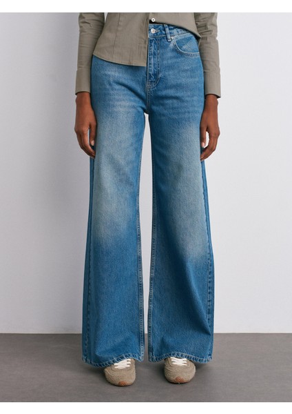 72037 Kendinden Tintli Geniş Denim Pantolon-Tint indirimleri