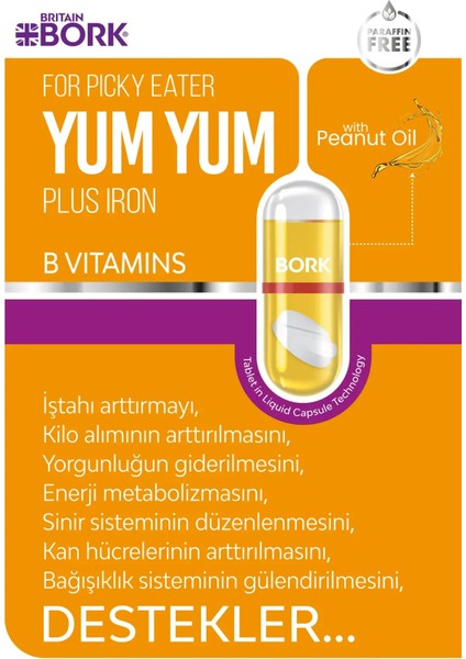 Yum Yum 30 Likit Kapsül Demir B Vitamini Çinko Içeren Kilo Almaya Yardımcı Iştah Açıcı Vitamin indirimleri
