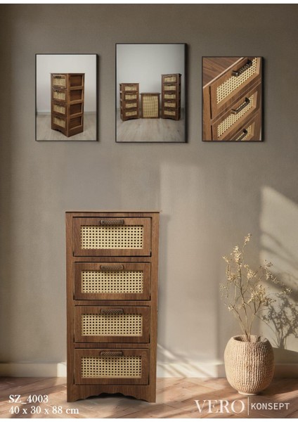 Vero 4 Çekmeceli Mdf Dolap Ceviz SZ4003