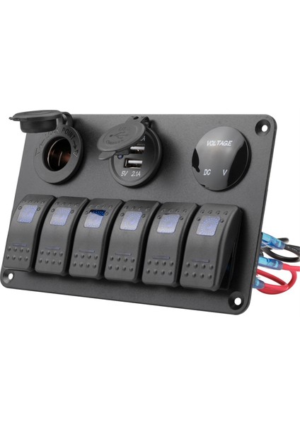 6'lı Deniz Salıncak Anahtarı Paneli Su Geçirmez 12 Volt, Tekne Geçiş Anahtarı Paneli 12V Mavi LED Aydınlatmalı Tekne Araba Karavan Utv Için (Yurt Dışından) modelleri