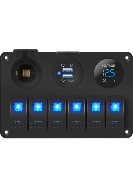 6'lı Deniz Salıncak Anahtarı Paneli Su Geçirmez 12 Volt, Tekne Geçiş Anahtarı Paneli 12V Mavi LED Aydınlatmalı Tekne Araba Karavan Utv Için (Yurt Dışından) indirimleri