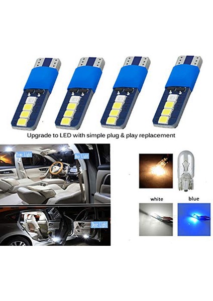 6'lı Paket Canbus W5W T10 8 Smd 2835 LED Otomatik Işık Genişliği Lambası Kapı Park Ampulü Plaka Beyaz Mavi Dc 12V (Yurt Dışından) modelleri