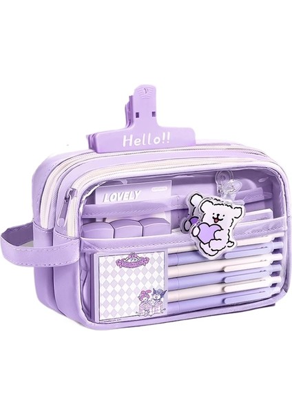 Yeni Büyük Kapasiteli Şeffaf Basit Kırtasiye Çanta Seti (Yurt Dışından)