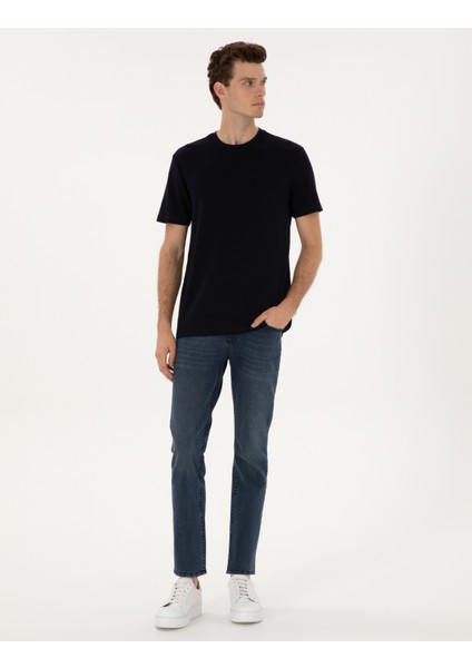 Erkek Lacivert Regular Fit Tişört 50308037-VR033 fırsatları
