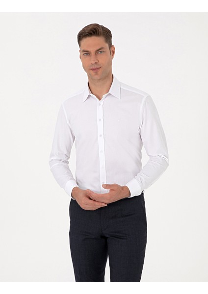 Erkek Beyaz Regular Fit Uzun Kollu Gömlek 50312180-VR013 modelleri