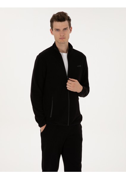 Erkek Siyah Regular Fit Polar Hırka 50314014-VR046