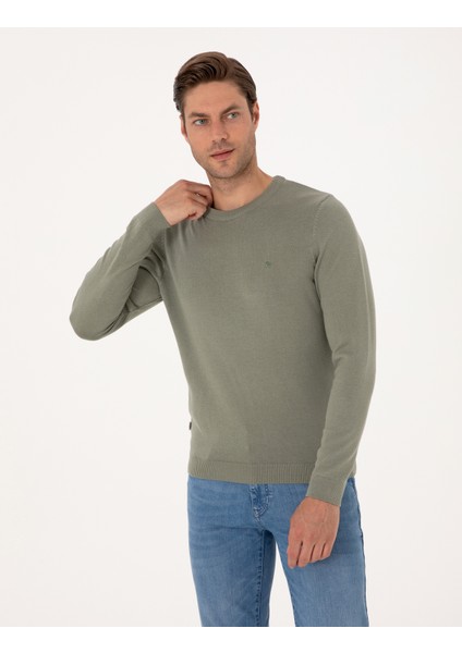 Erkek Ada Çayı Slim Fit Bisiklet Yaka Basic Triko Kazak 50314192-VR255