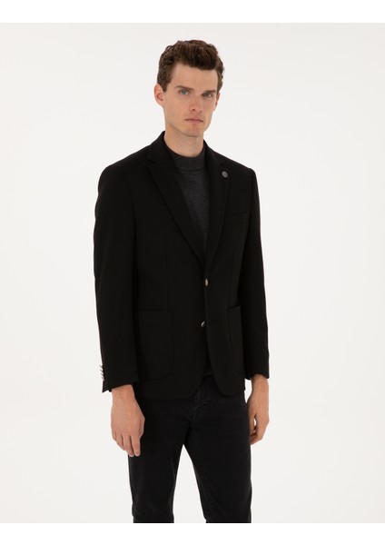 Erkek Siyah Slim Fit Ceket 50313971-VR046