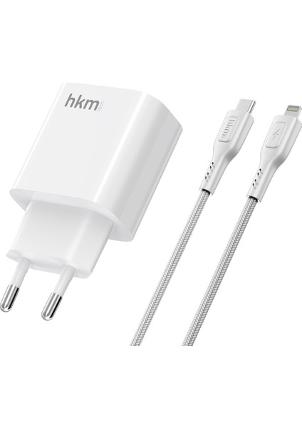BOLT DUO 20W Usb-A ve Type-C Çift Portlu Hızlı Şarj Aleti, Lightning Kablo ve Adaptör Seti, Beyaz indirimleri