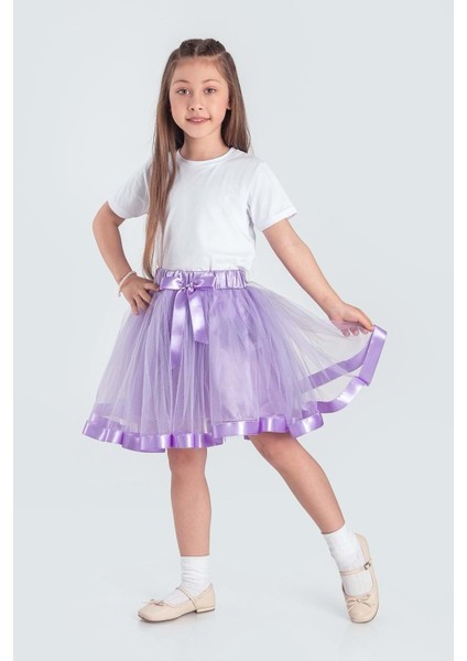 Saten Şeritli Tütü Kız Çocuk Etek M00728