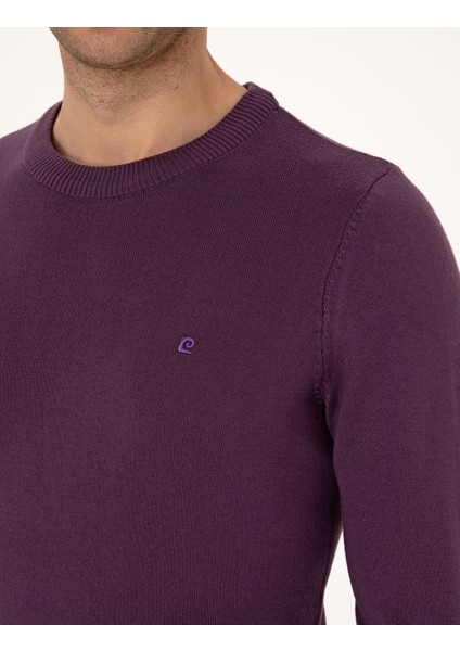 Erkek Mor Slim Fit Bisiklet Yaka Basic Triko Kazak 50314192-VR038