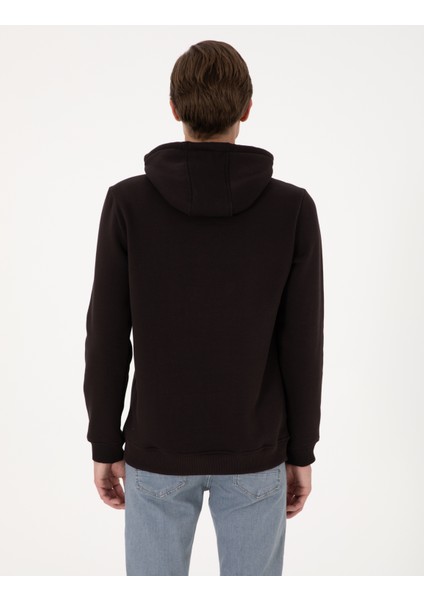 Erkek Koyu Kahverengi 2 Iplik Regular Fit Içi Polarlı Kapüşonlu Basic Sweatshirt 50314055-VR084 indirimleri