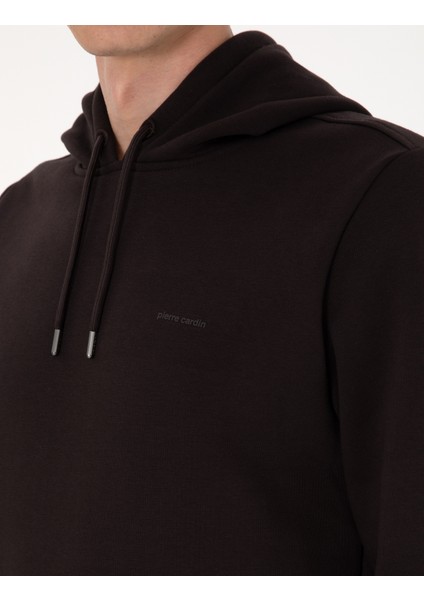 Erkek Koyu Kahverengi 2 Iplik Regular Fit Içi Polarlı Kapüşonlu Basic Sweatshirt 50314055-VR084