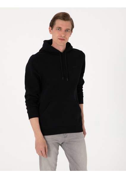 Erkek Siyah 2 Iplik Regular Fit Içi Polarlı Kapüşonlu Basic Sweatshirt 50314055-VR046 modelleri