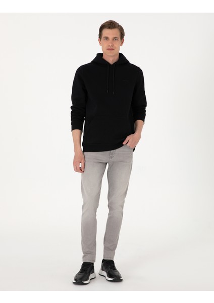 Erkek Siyah 2 Iplik Regular Fit Içi Polarlı Kapüşonlu Basic Sweatshirt 50314055-VR046 fırsatları