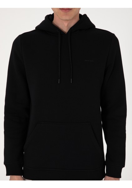Erkek Siyah 2 Iplik Regular Fit Içi Polarlı Kapüşonlu Basic Sweatshirt 50314055-VR046