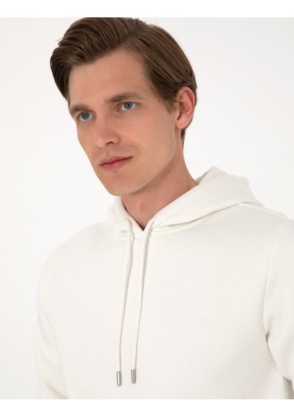 Erkek Beyaz 2 Iplik Regular Fit Içi Polarlı Kapüşonlu Basic Sweatshirt 50314055-VR013 fiyatları