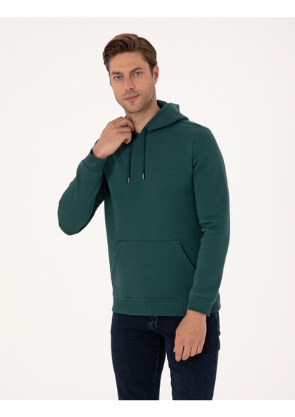 Erkek Zümrüt 2 Iplik Regular Fit Içi Polarlı Kapüşonlu Basic Sweatshirt 50314055-VR055
