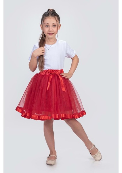 Saten Şeritli Tütü Kız Çocuk Etek M00728