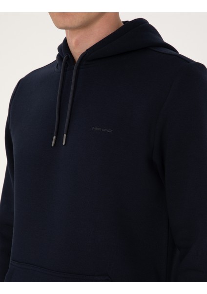 Erkek Lacivert 2 Iplik Regular Fit Içi Polarlı Kapüşonlu Basic Sweatshirt 50314055-VR033