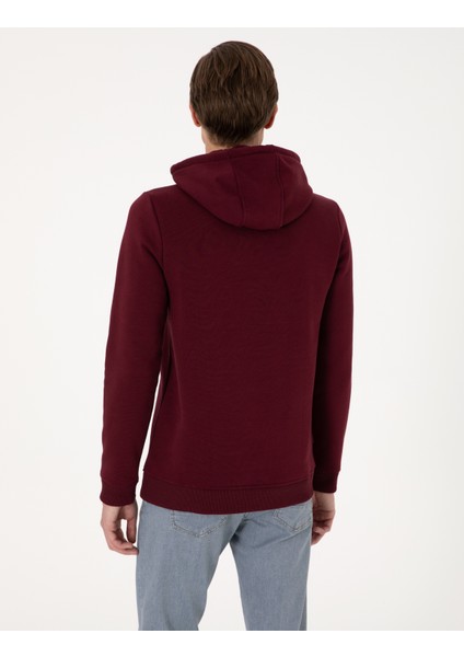 Erkek Bordo 2 Iplik Regular Fit Içi Polarlı Kapüşonlu Basic Sweatshirt 50314055-VR014 indirimleri