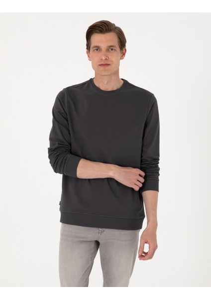 Erkek Antrasit 2 Iplik Regular Fit Bisiklet Yaka Basic Sweatshirt 50314054-VR006