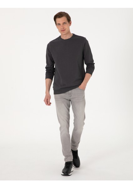 Erkek Antrasit 2 Iplik Regular Fit Bisiklet Yaka Basic Sweatshirt 50314054-VR006 fırsatları