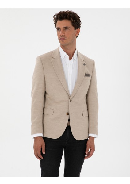 Erkek Bej Slim Fit Ceket 50311398-VR011