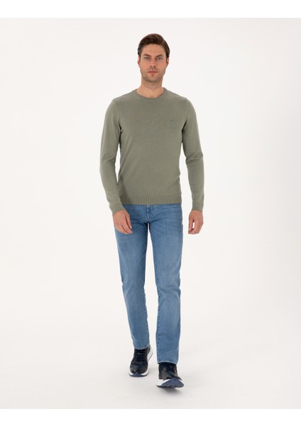 Erkek Ada Çayı Slim Fit Bisiklet Yaka Basic Triko Kazak 50314192-VR255 fırsatları