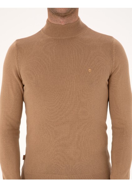 Erkek Camel Slim Fit Yarım Balıkçı Yaka Basic Triko Kazak 50314176-VR015