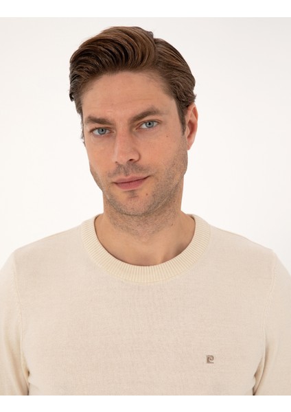 Erkek Bej Slim Fit Bisiklet Yaka Basic Triko Kazak 50314192-VR011 fiyatları