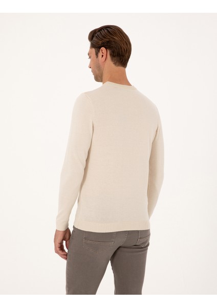 Erkek Bej Slim Fit Bisiklet Yaka Basic Triko Kazak 50314192-VR011 indirimleri