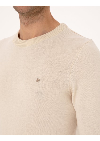 Erkek Bej Slim Fit Bisiklet Yaka Basic Triko Kazak 50314192-VR011