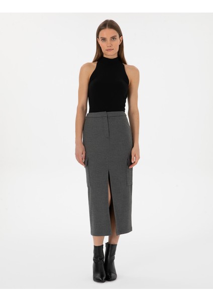 Kadın Antrasit A Kesim Dokuma Etek 50314094-VR006