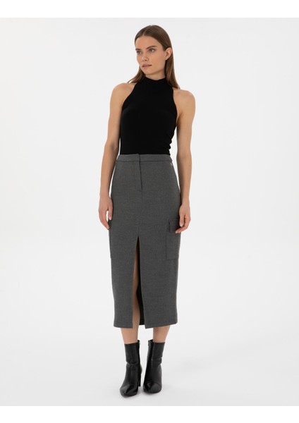 Kadın Antrasit A Kesim Dokuma Etek 50314094-VR006 modelleri