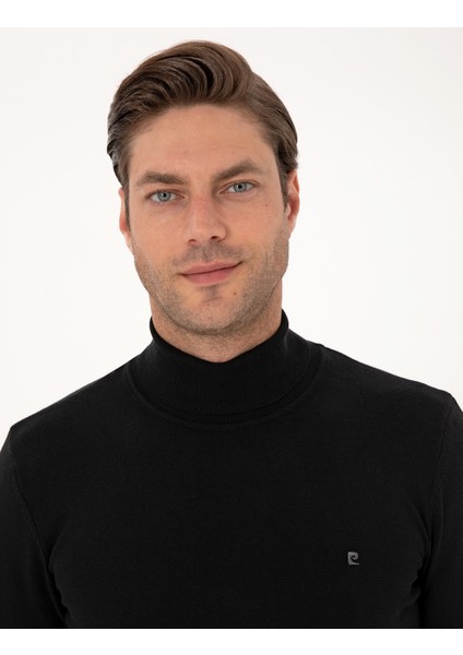 Erkek Siyah Slim Fit Balıkçı Yaka Basic Triko Kazak 50314202-VR046 fiyatları