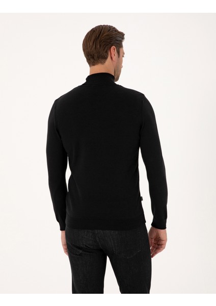 Erkek Siyah Slim Fit Balıkçı Yaka Basic Triko Kazak 50314202-VR046 indirimleri