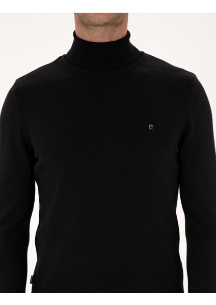 Erkek Siyah Slim Fit Balıkçı Yaka Basic Triko Kazak 50314202-VR046