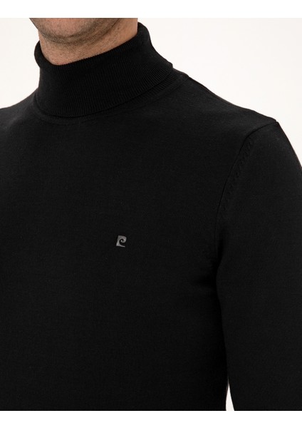 Erkek Siyah Slim Fit Balıkçı Yaka Basic Triko Kazak 50314202-VR046