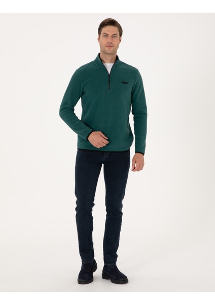 Erkek Zümrüt Regular Fit Yarım Fermuarlı Polar Sweatshirt 50314056-VR055 fırsatları