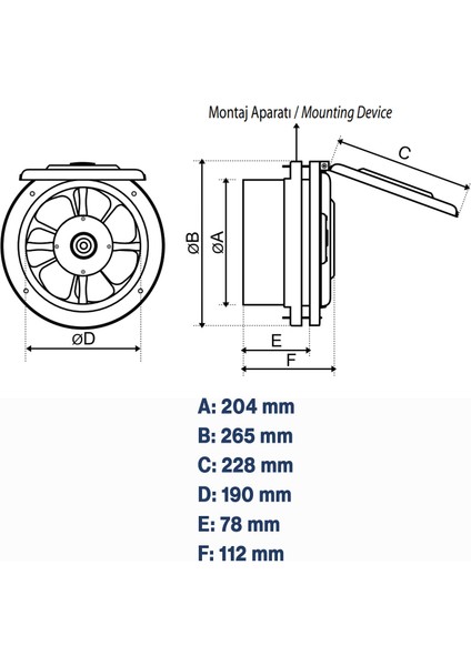 Baca Tipi Kapaklı Aspiratör Sessiz 200 mm Havalandırma Fan Ev ve Sanayi Tipi Güçlü Hava Koku Emişli fiyatları